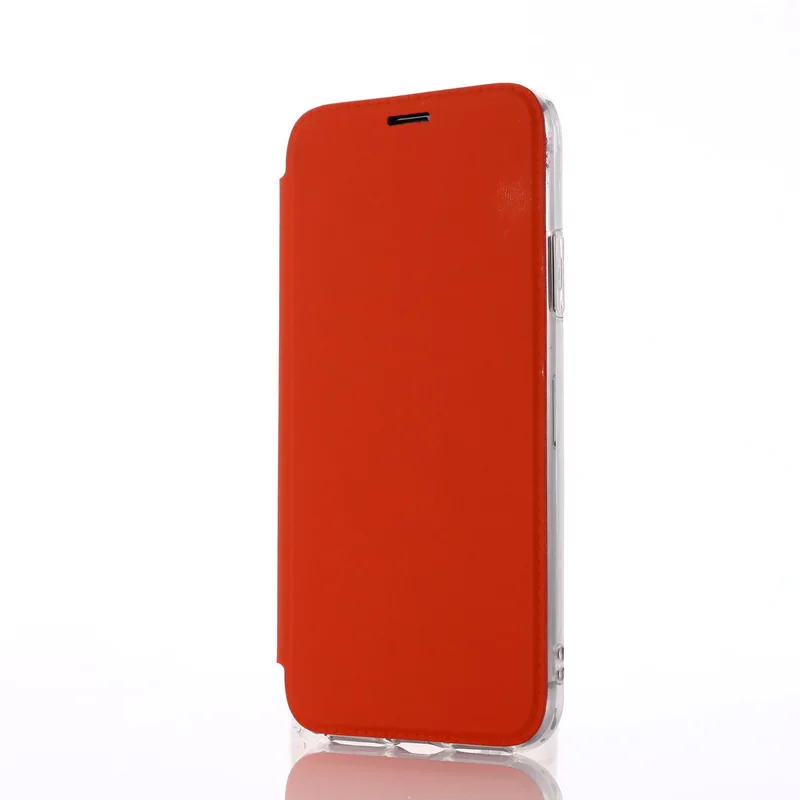 Ультратонкий Флип кожаный зеркальный чехол для Funda iPhone XR X XS Max 7 8 Plus 7plus 8plus 6 6s sPlus чехол прозрачная задняя крышка - Цвет: Красный