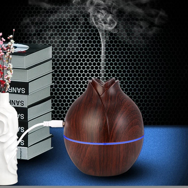 

130ML Ultrasonic Essential Oil Diffuser Flowers USB Air Humidifier Home Office Water Mist Maker Wood Grain Electric Aroma Diffus