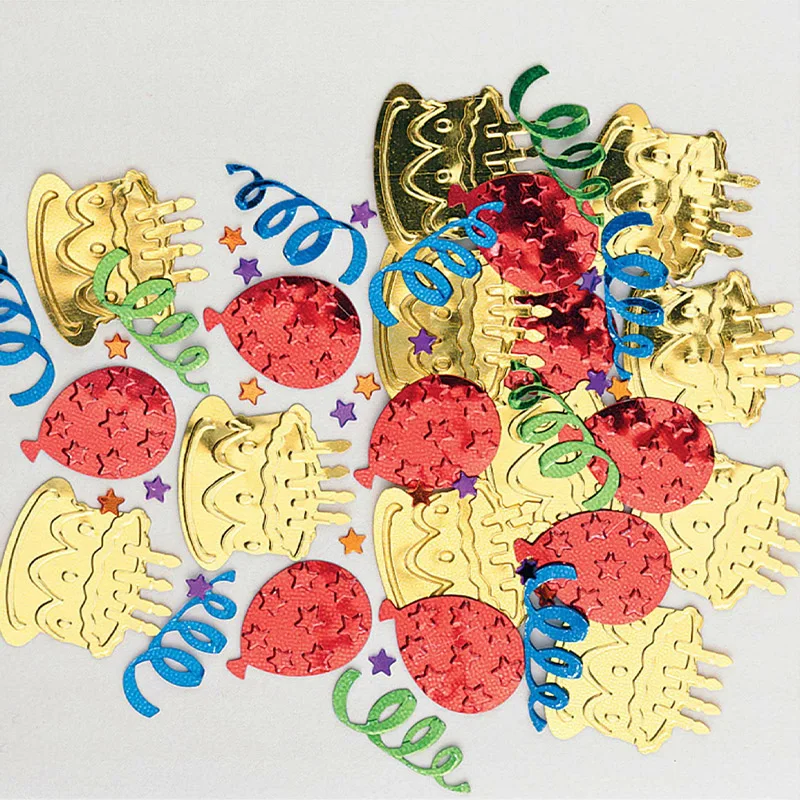 Birthday Cake & Balloons Embossed Party Confetti Banquet Scene Occasions Decor | Дом и сад