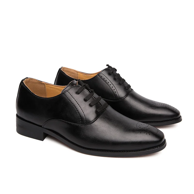 Misalwa/Новинка; мужская деловая модельная обувь из искусственной кожи белого цвета дизайнерская обувь для мужчин; свадебные туфли с перфорацией типа «броги»; большие размеры 38-48 - Цвет: Black