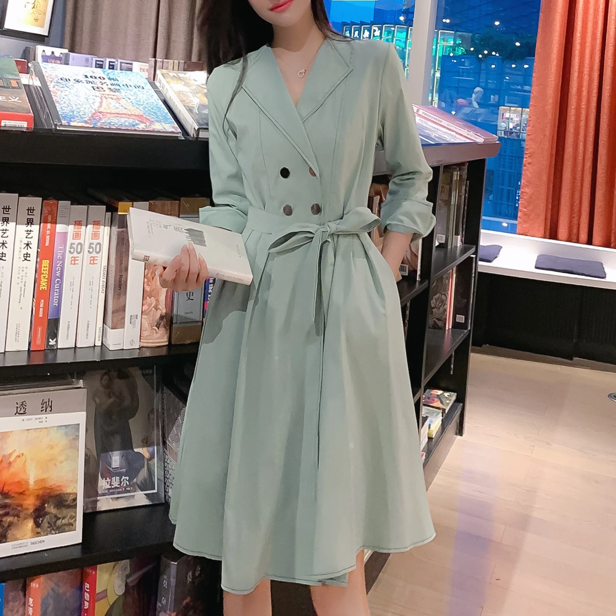 Gabardina coreana para mujer, abrigos largos ajustados, abrigo informal holgado, rompevientos de alta calidad, primavera y otoño, 2020