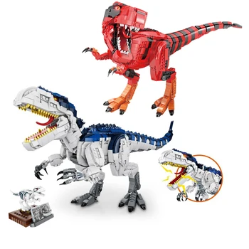 

Dilophosaurus Tyrannosaurus Model Building Blocks Dinosaur With Sound Large Bricks Set Educational Toys for Kids Christmas Gift