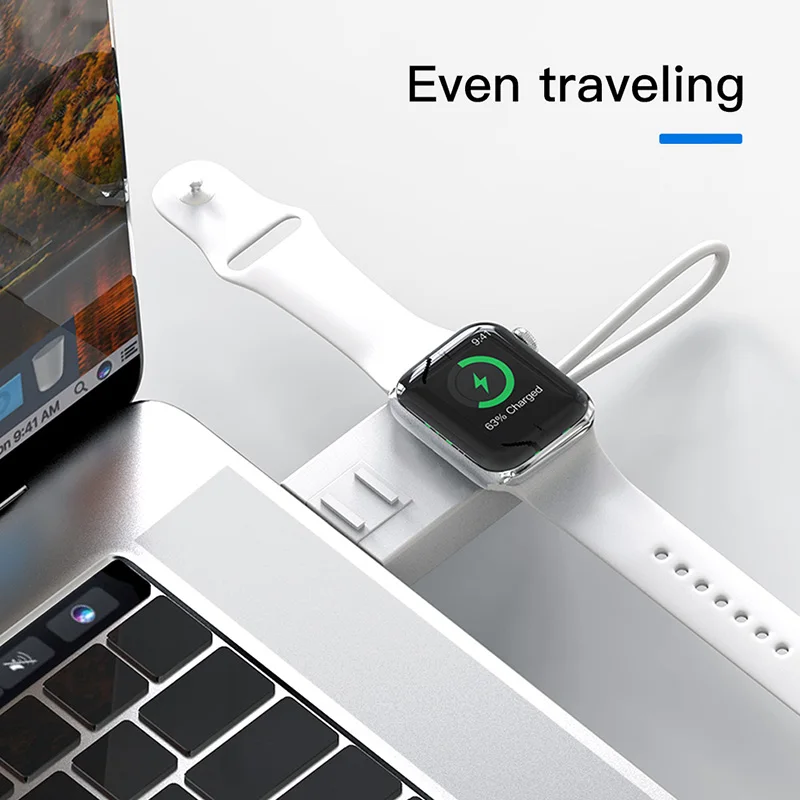 Портативное беспроводное зарядное устройство 2 в 1 для Apple Watch 5 4 3 Регулируемый USB