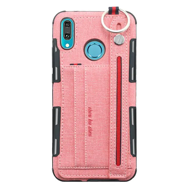Розовый Для huawei Y6 чехол металлическое кольцо карточка из ткани слот Funda huawei Y6 Prime Чехол держатель телефона для huawei Y6 чехол Y6Prime - Цвет: Розовый