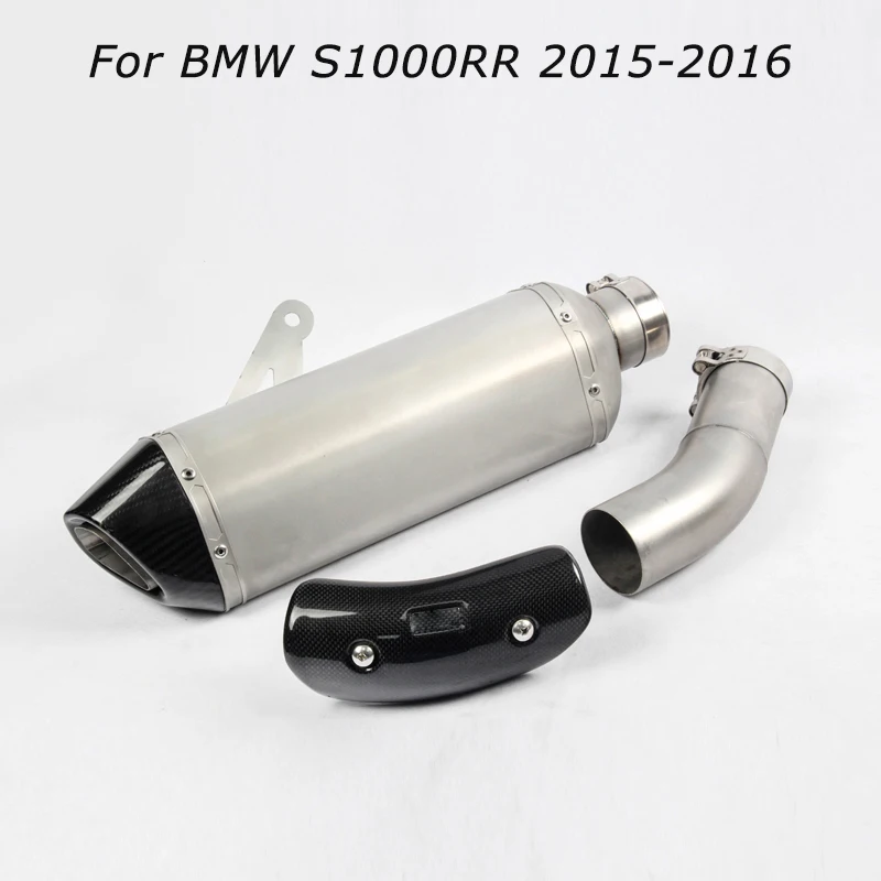 Slip for BMW S1000RR 2015 2016 Motorcycle Exhaust Muffler Tail Tube Mid Link Pipe System with Heat Shield Cover Carbon Fiber