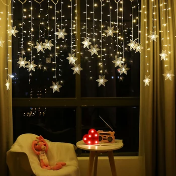 

Big Sale Christmas Decoration Curtain Snowflake LED String Lights Flashing Lights Curtain Light Waterproof Outdoor Party Lights