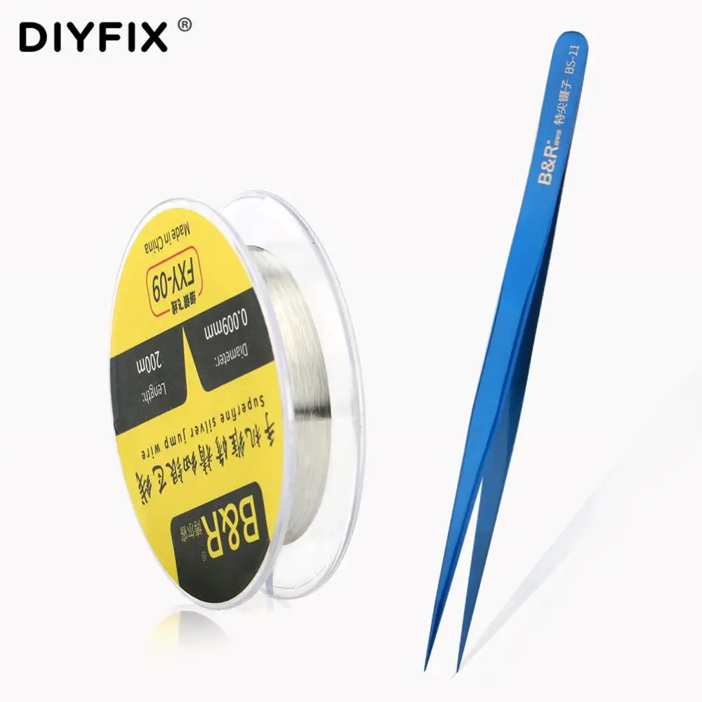 

Mobile Phone Repair Tools Fine Silver Flying Wire Tweezers Set CPU Welding Fingerprint Maintenance BGA 0.009mm Solder Joint Line