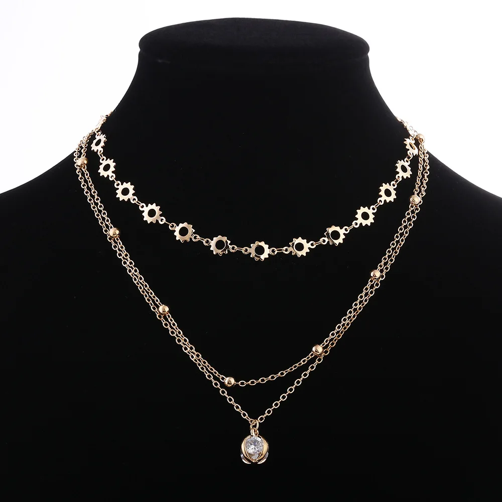 Звездное многослойное ожерелье женское колье золотые лунные ожерелья подвеска в области ключицы колье женская цепочка ожерелье Мода Ювелирные изделия