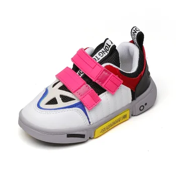 

Children sports shoes 2019 new boys girls retro bright wild shoes double row hook baby casual shoes