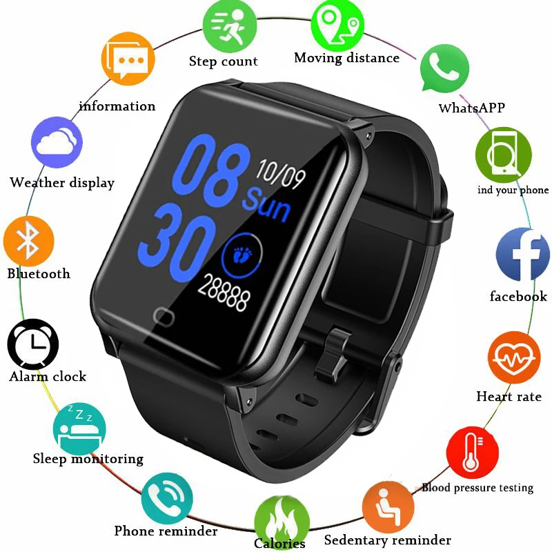 

GEJIAN Men Smart Watch Heart Rate Blood Pressure Monitor Waterproof watchSmart Chronograph Sedentary Sport Watch men Android IOS