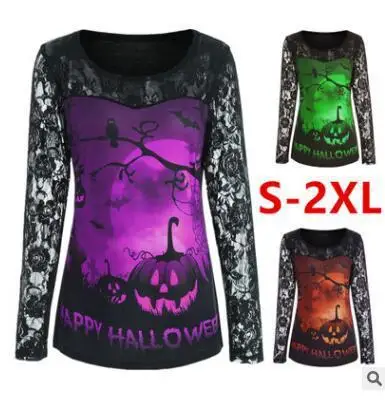 

Halloween Printing Long Sleeve T Pity Rendering Unlined Upper Garment