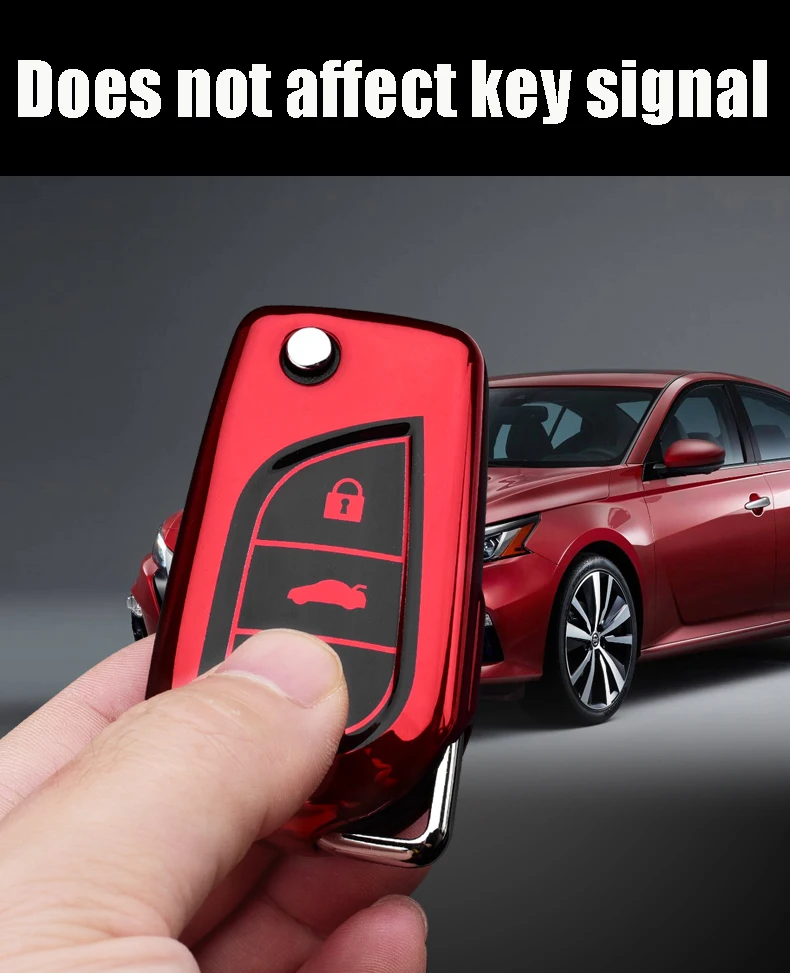 ZOBIG Car Flip Key Case Cover For Toyota Yaris Reiz Carola Rav4 Highlander Folding Keys keychain Car Styling S TPU shell