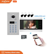 Jeatone 7 ''WIFI Intelligent Tuya Visiophone Système D'interphone avec 960P Sonnette D'enregistrement, soutien iOS/Android Déverrouillage À Distance