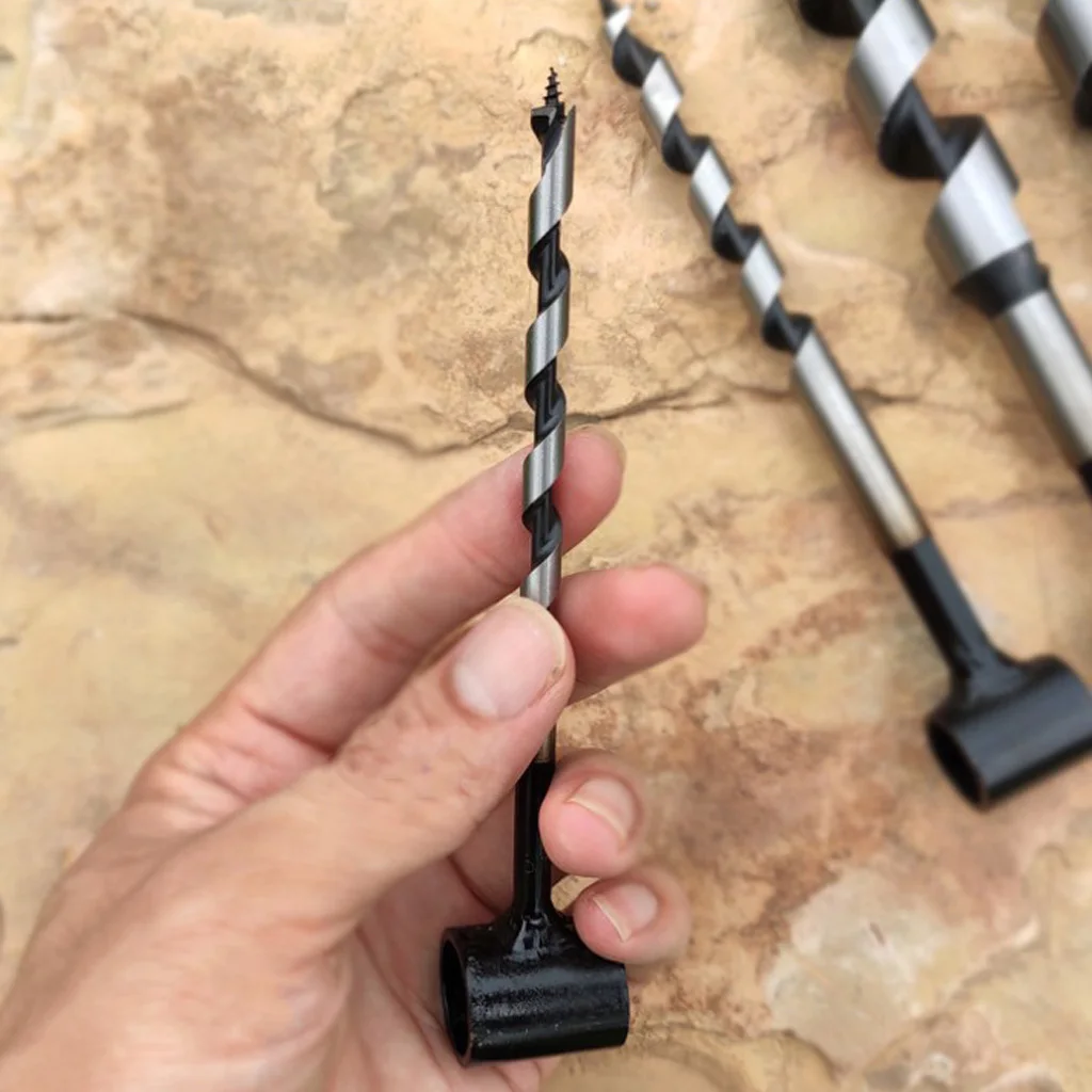 Portable Manual Survival Drill Bits, Wood Auger Drill Bit -4 Sizes Backpack Hiking Woodworking Drill  6mm 20mm 25mm 30mm 