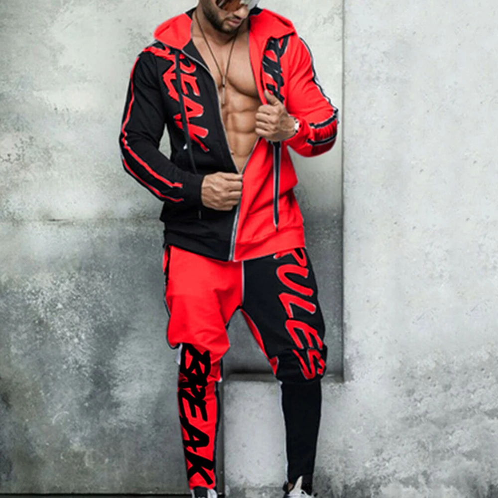 Хип-хоп, Ropa Hombre, комплект, тонкий, Повседневный, Спортивный костюм, для мужчин, на молнии, куртка+ брюки-карандаш, 2 предмета, Мужская одежда, уличная, спортивная