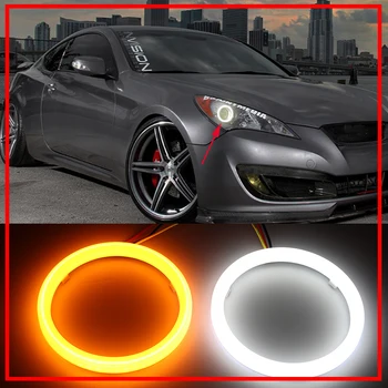 

for Hyundai Genesis Coupe 2010 2011 2012 2013 2014 Cotton Switchback LED Dual Color Angel Eye White Amber turn signal light
