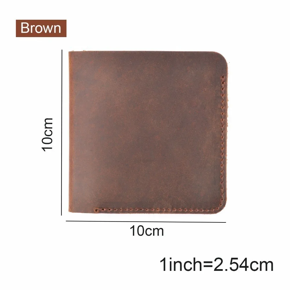 Brown 50 шт./лот, кошельки из кожи Crazy Horse, винтажный кошелек из натуральной кожи для ковбоя, верхний слой из воловьей кожи, мужские кошельки - Цвет: Brown