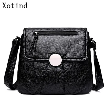 

New Designer Shoulder Bag Washed leather Handbag Women Black Messenger Bags Crossbody Fashion Women's Bag Female Flap Buckle