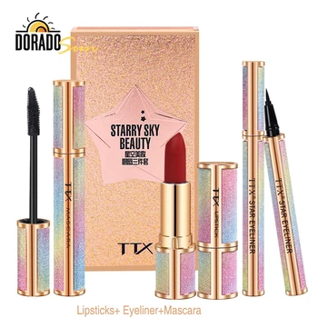

Doradosun 3 Pcs Make Up Set Starry Mascara Water-proof Eyeliner Sexy Lipstick Long Lasting Cosmetic Suits