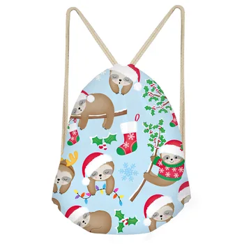 

Christmas Gift Bags Small Women Drawstring Backpack Sloth 3D Printed Travel Female School Girls Boys Casual Shopping Beach Bag