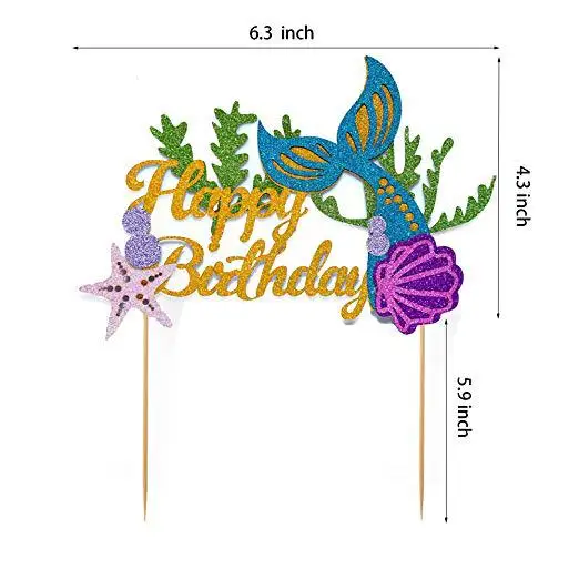 cake topper Воздушные шары русалки для маленьких девочек на День рождения; вечерние воздушные шары русалки для дня рождения; декор для детского дня рождения - Цвет: cake topper