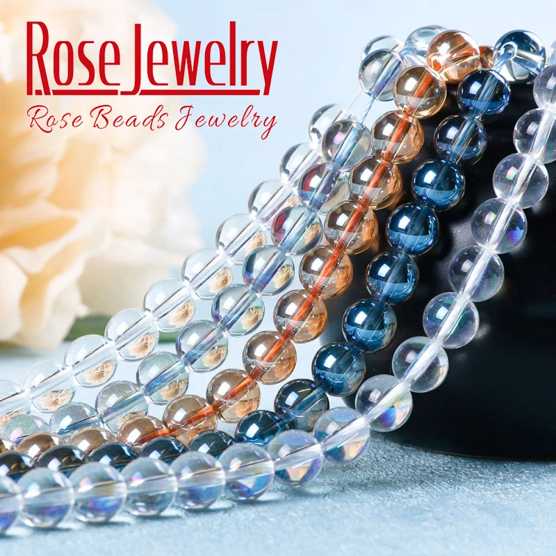 

High quality K9 Smooth Glass Crystal Beads blue white glass beads 6 8 10 mm for Jewelry Making DIY Bracelet Necklace Accessories