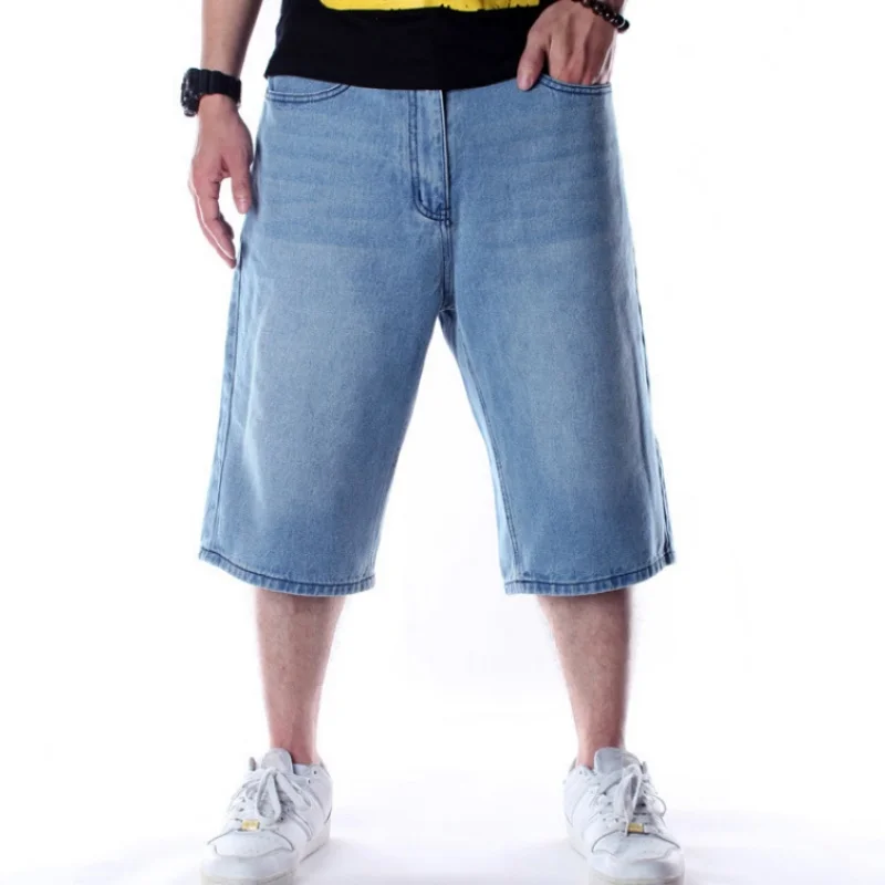 Большие размеры 30-46 хип-хоп Широкие джинсовые мужские джинсовые шорты модные мужские брюки