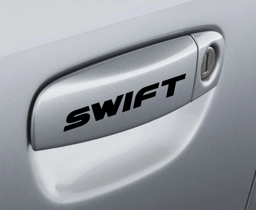 4 шт., декоративные наклейки на дверные ручки автомобиля для Suzuki Swift, Спортивная наклейка, виниловые водонепроницаемые наклейки на ручки, светоотражающие наклейки, автомобильные аксессуары