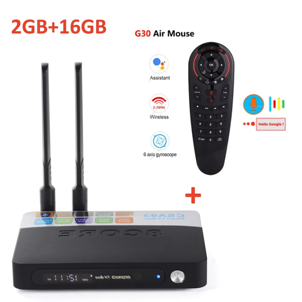 CSA93, приставка Android Tv Box Amlogic S912 Восьмиядерный 64-разрядный процессор 2 Гб оперативной памяти, 16 Гб встроенной памяти, 2,4G/5,8G двойной WI-FI LAN 1000 м Bluetooth4.0 4k HD H.265 Декодер каналов кабельного телевидения - Цвет: 2GB 16GB add G30