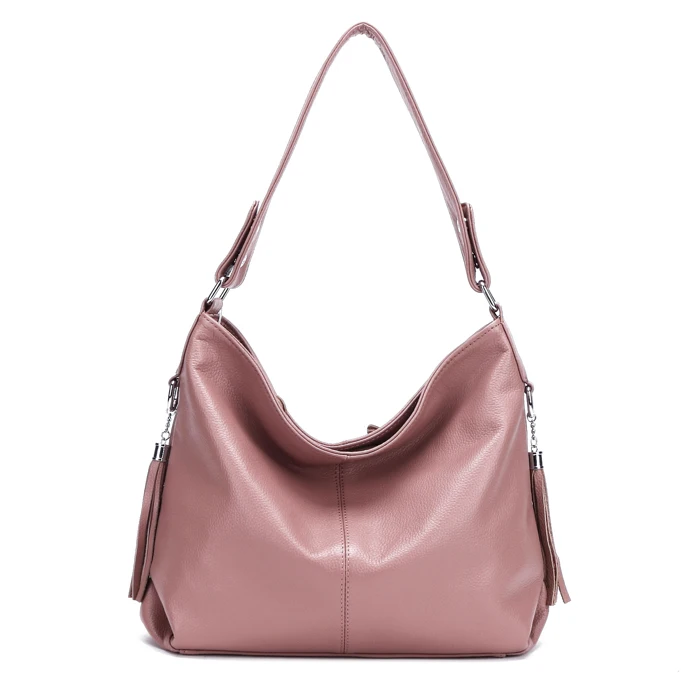 Pink ZENCY, натуральная коровья кожа, женская сумка, первый слой, Воловья кожа, длинная ручка, сумка на плечо, ранец, белые, серебристые, серые, розовые сумки - Цвет: Pink