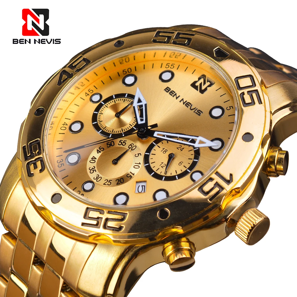 

Мужские кварцевые часы Chronos, золотые часы для мужчин, Бен-Нерис 2020, роскошные деловые часы, мужские водонепроницаемые часы с коробкой