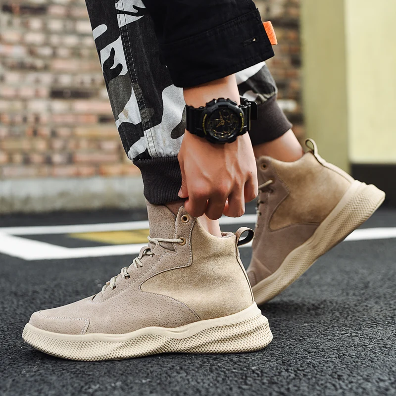 

COOLVFATBO 2019 Autumn Winter Boots Men Canvas Shoes High top Men Casual Shoes Young Man Footwear Thick Sole Men Ankle Boots