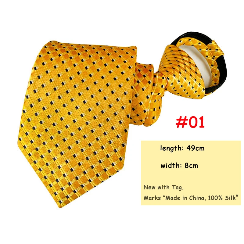 8CM Pre-tied Neck Ties For Men Adjustable Zipper Ties Striped Dots Paisley Men's Ties Bridegroom Party Dress Wedding Necktie - Цвет: 01