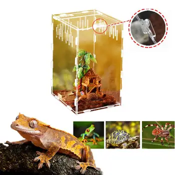 

Transparent Reptile Breeding Box Acrylic Feeding Box 360 Degree High Transparent Magnetic Pet Climbing Terrarium Fast Shipping