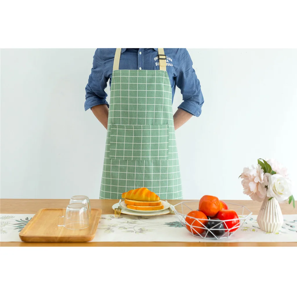 Saingace, Регулируемый Кухонный маслостойкий фартук, водонепроницаемый фартук для приготовления пищи с карманами 68x70 см, хлопковый фартук для повара#45
