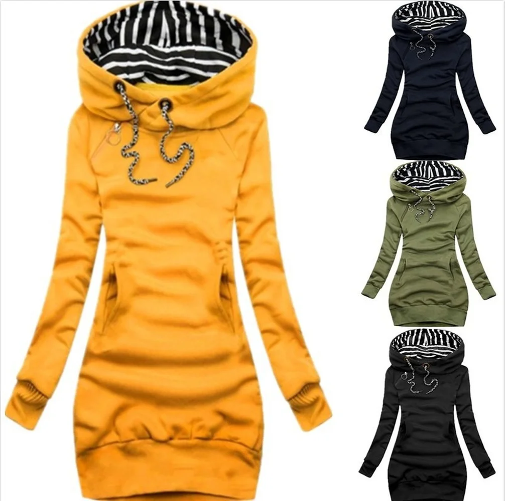 

ZOGAA Mid-length women's sweater hooded top