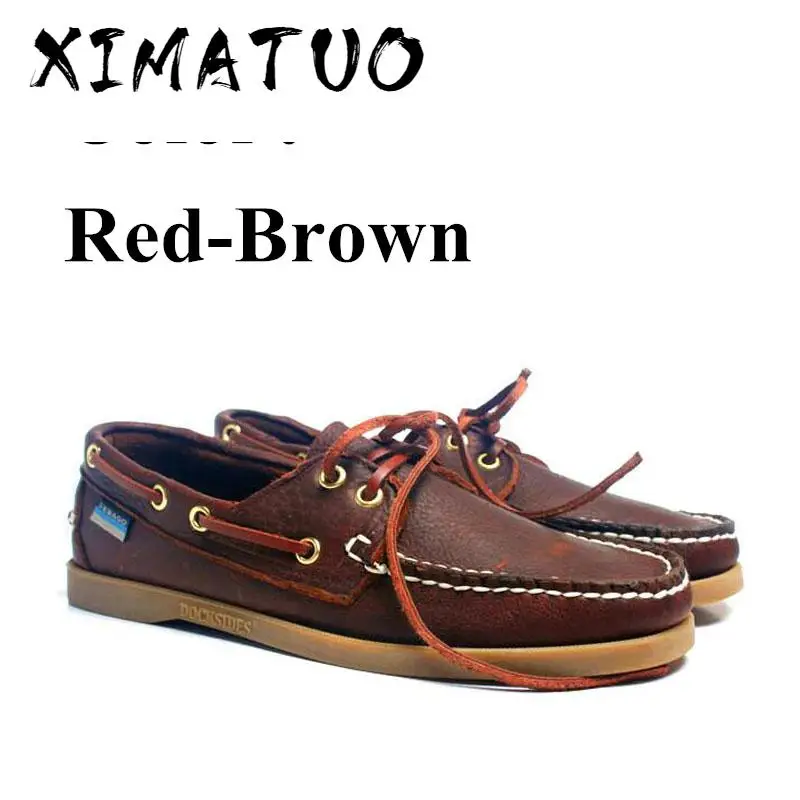 Mens Casual Genuine Leather Docksides Deck Lace Up Moccain Boat Loafers Shoes Driving Fashion Unisex Plus Size Handmade shoes