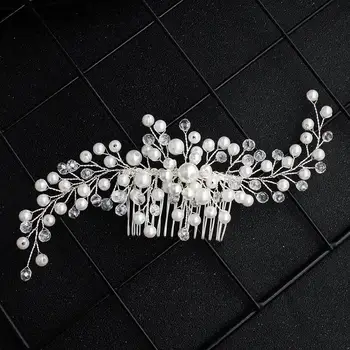 

Handmade Crystal Pearls Hair Combs Fashion Bridal Hair Headdress Wedding Jewelry Hair Accessories Headband FS73