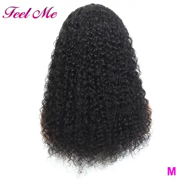 

FEELME Brazilian Kinky Curly Human Hair Wigs 30 inch Lace Front Wig 13×4 Pre-Plucked with Baby Hair M Non-Remy Hair 130% Density