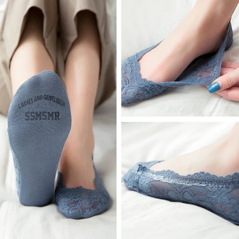 10pair/lot Lace shallow invisible socks ladies summer thin Solid socks Colorful socks