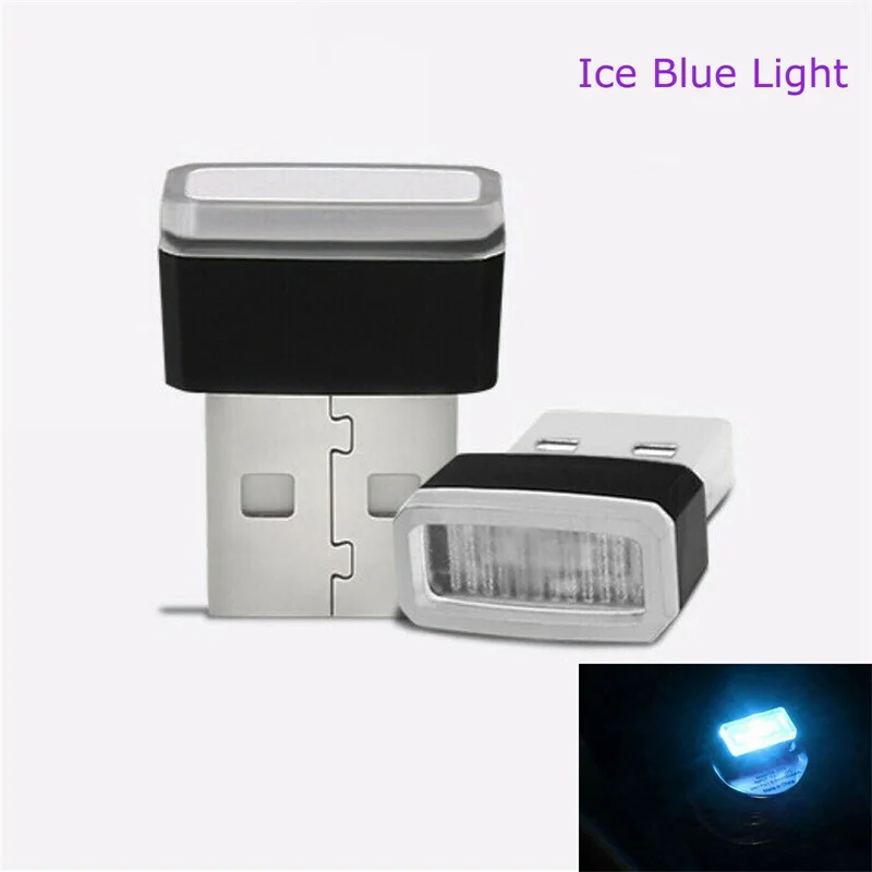 10X гибкий мини-usb 5 в цветные светодиодные лампы Ночник Лампа для Автомобильная атмосферная лампа яркий аксессуар отличительные огни эффект - Испускаемый цвет: Ice Blue