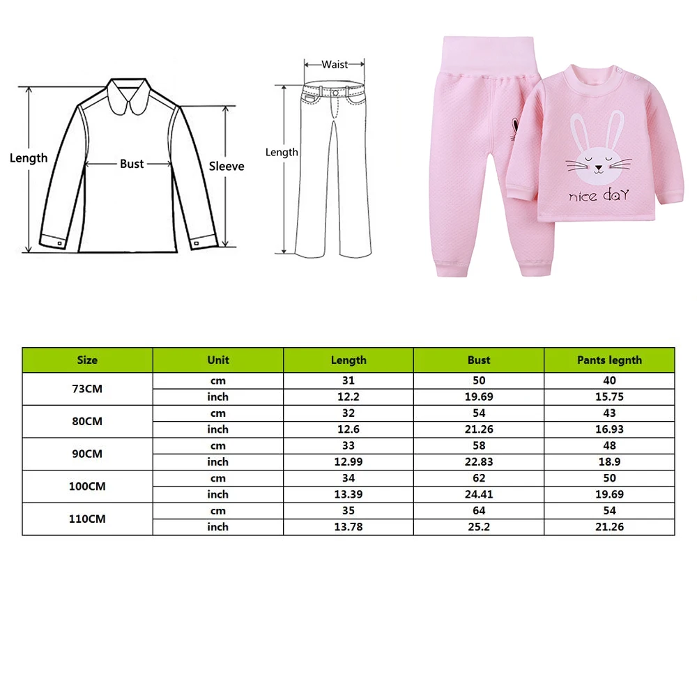 CYSINCOS/новая детская мультяшная Пижама, топы, штаны, зимние Утепленные стеганые подштанники, комплекты одежды, комплекты теплого нижнего белья для малышей