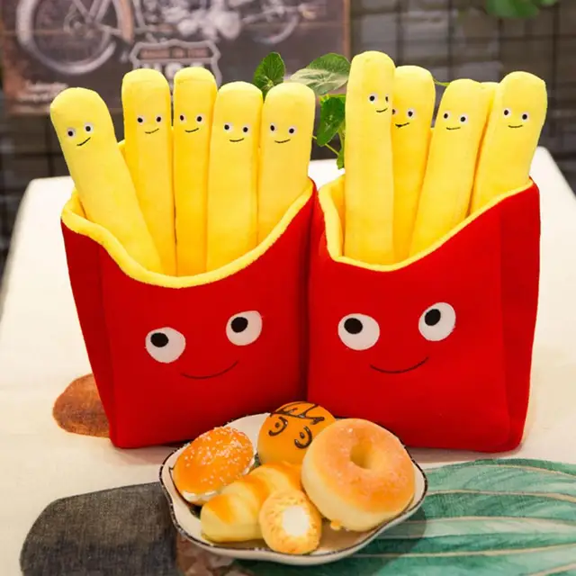 Cartoon Simulation Pizza French Fries Design Sofa Pillow Children Food Shape Stuffed Plush Doll Photography Props Home Decor 3
