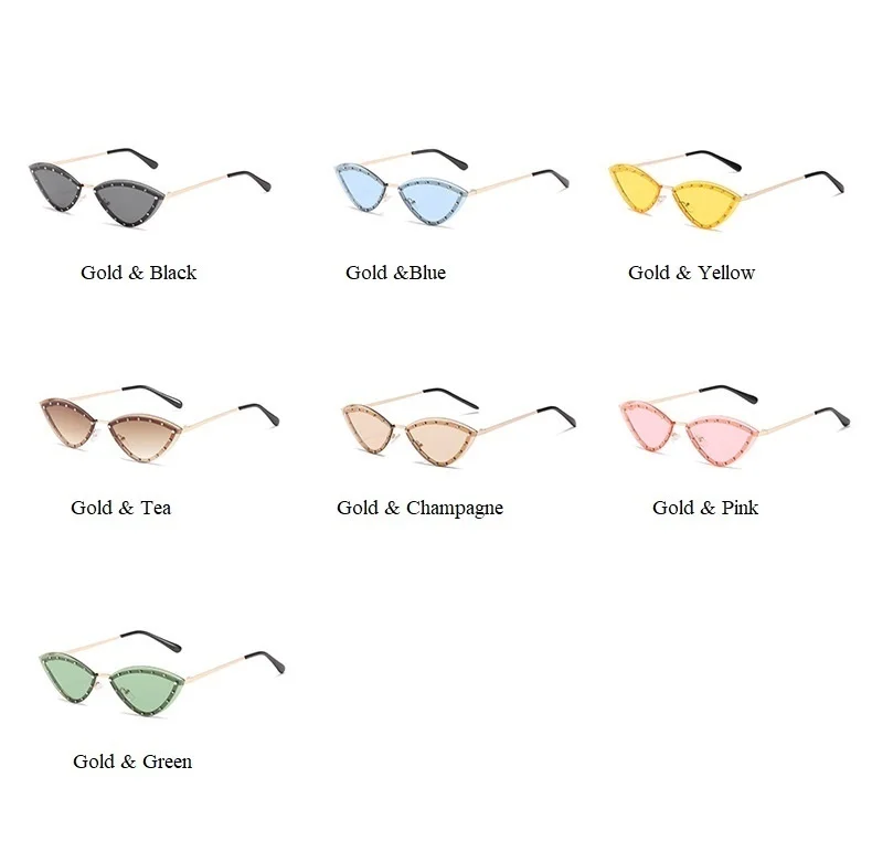 2021 New Brand Triangle Cat Eye Sunglasses Alloy Rimless Crystal Shiny Sun Glasses Female Unique Elegant Green Rhinestone Shades big frame sunglasses