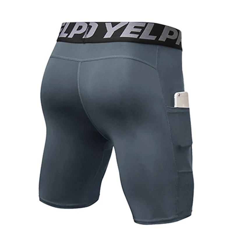 Quick Dry Compression Running Tights Men with Pocket Gym Fitness Shorts Sportswear Short Leggings Elastic Underwear Customized compression pants sports shorts sports leggings