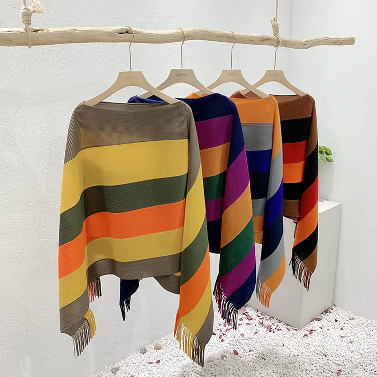 LANMREM pleated tassel shawl tops Autumn new