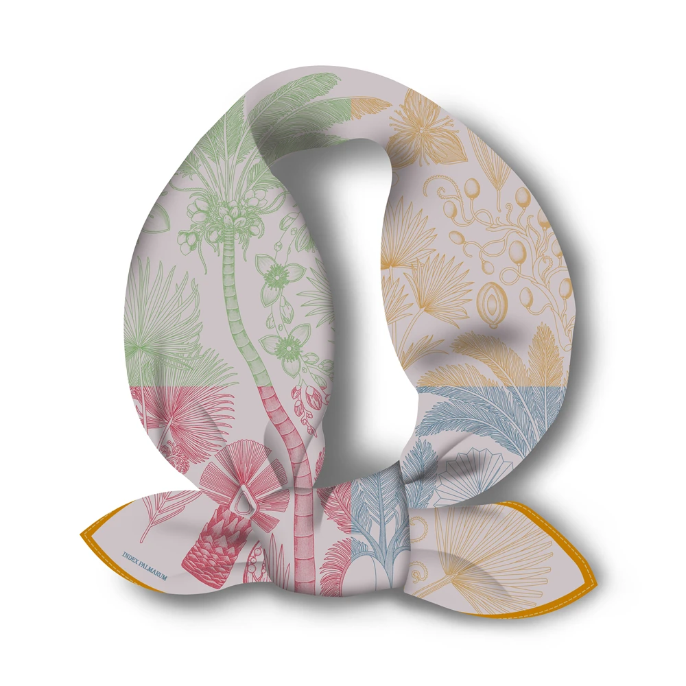 Marke Design Palm Baum Seide Schal Mode Frauen Schal Kleinen Platz Schals Kopf Schal Hals Binden Band Professionelle Halstuch – Detail 26