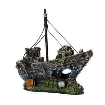 

Aquarium Resin Boat Ornament Small Landscaped Aquarium Pirate Fish Tank Boat Artificial Ornament Resin Wreck Pirate Ship
