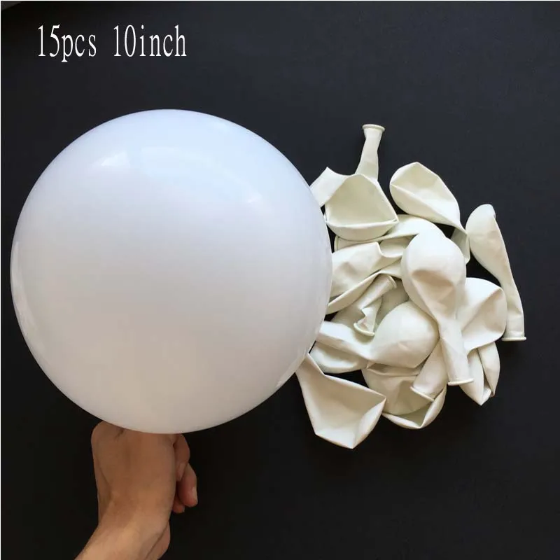 5/18/36 inch White Wedding Balloons Latex Round Mini Black White Balloon Arch Decoration Party Balloon Supplies Globos Backdrop - Цвет: 15pcs 10inch white