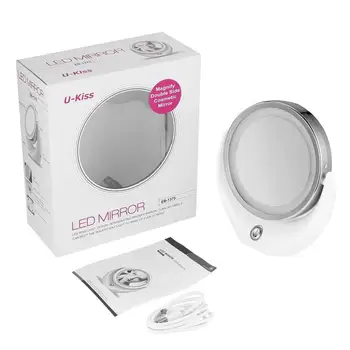 

Elegant LED 360°Rotation USB Makeup Mirror Intergrating Magnify Double Side Anti-skid Three Indicator Light Makeup Mirror Tool